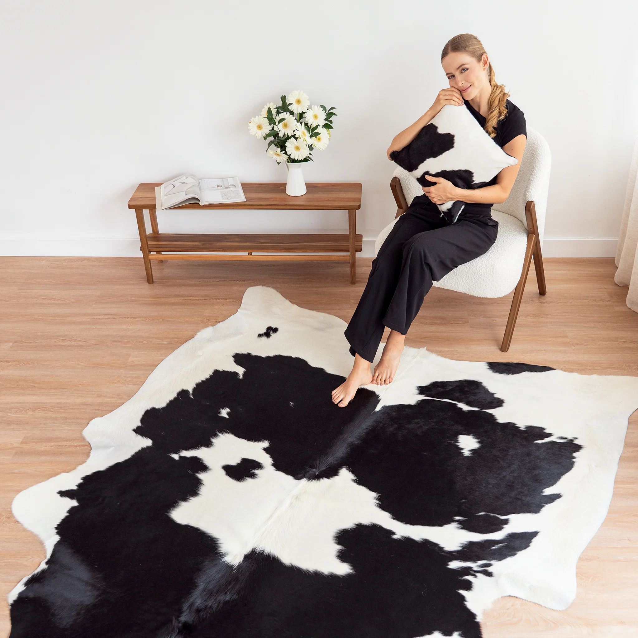 Black and White Cowhide Rug - Image 11