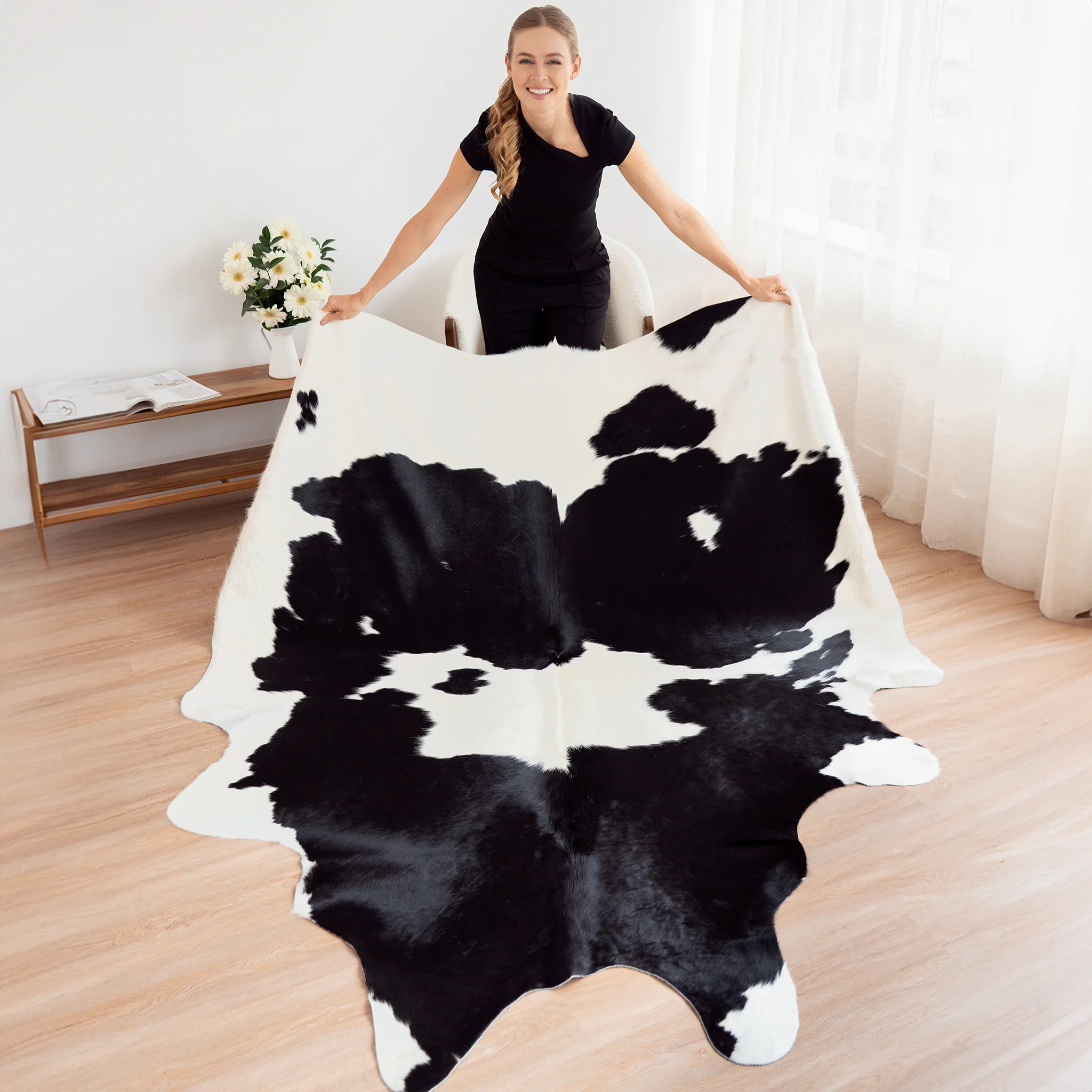 Black and White Cowhide Rug - Image 3