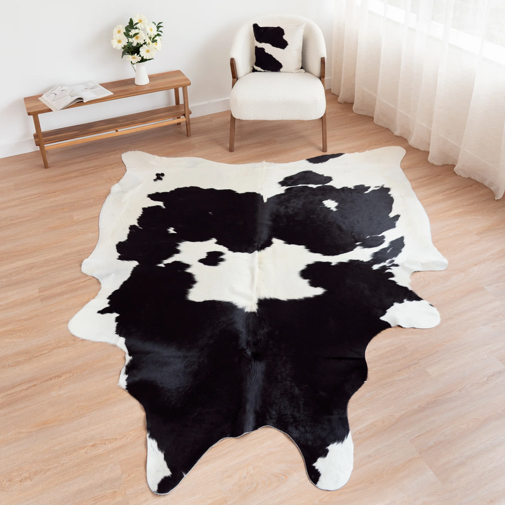 Black and White Cowhide Rug - Image 6