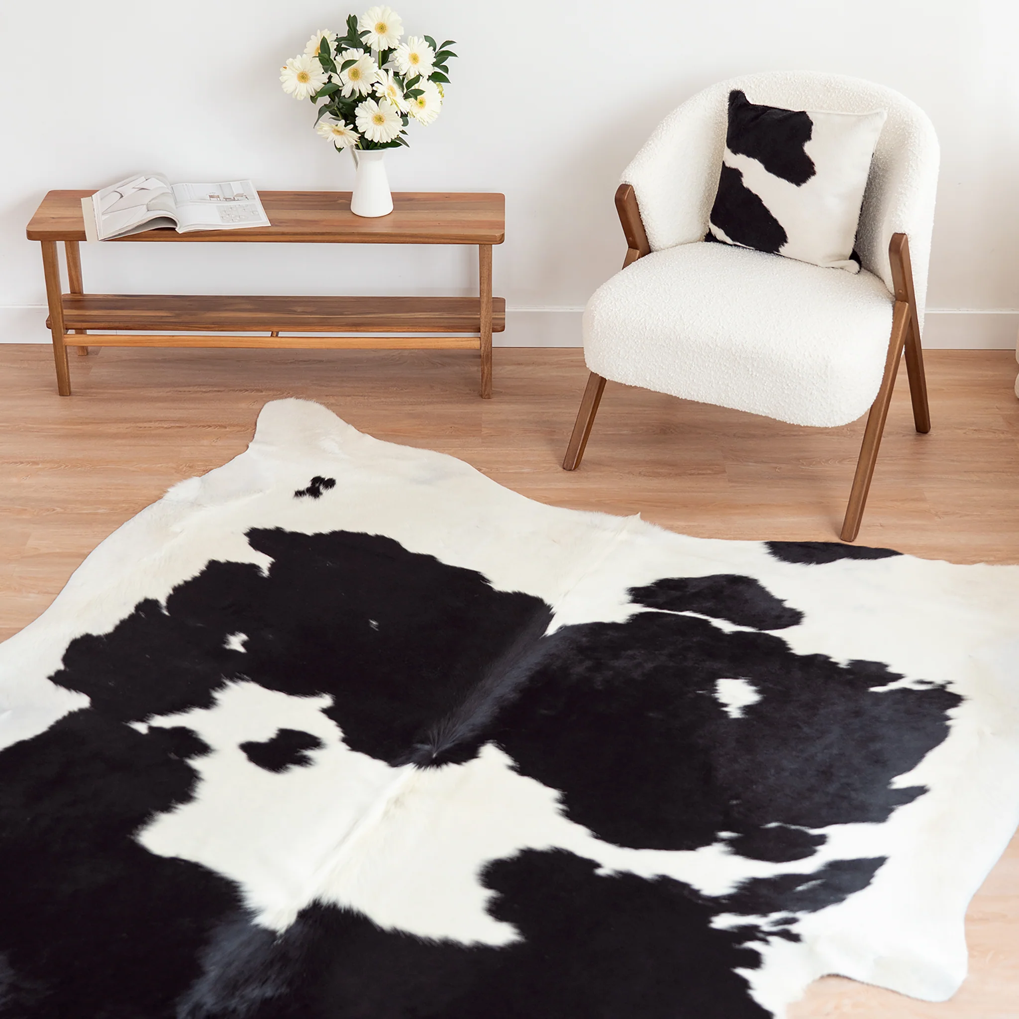 Black and White Cowhide Rug - Image 8