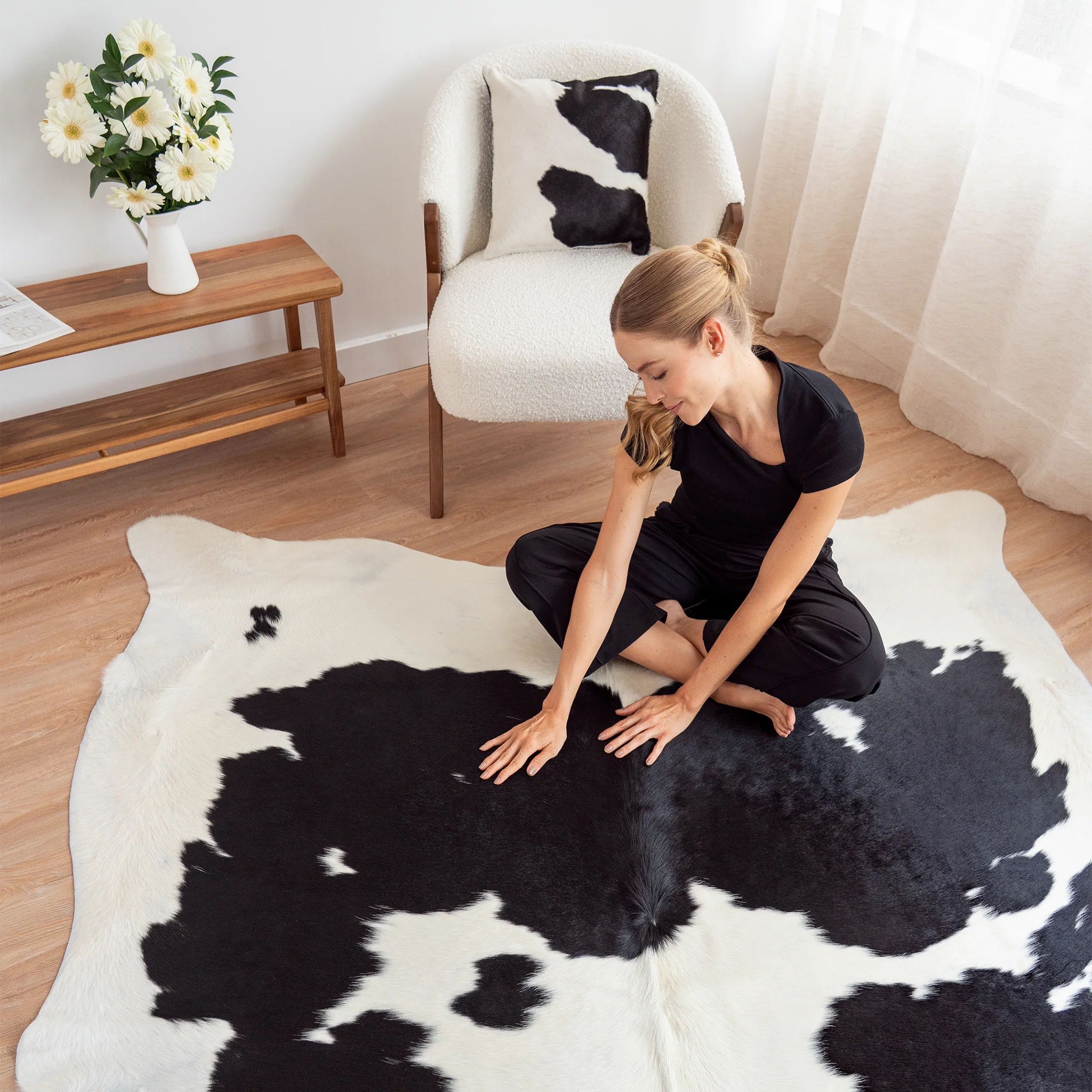 Black and White Cowhide Rug - Image 9