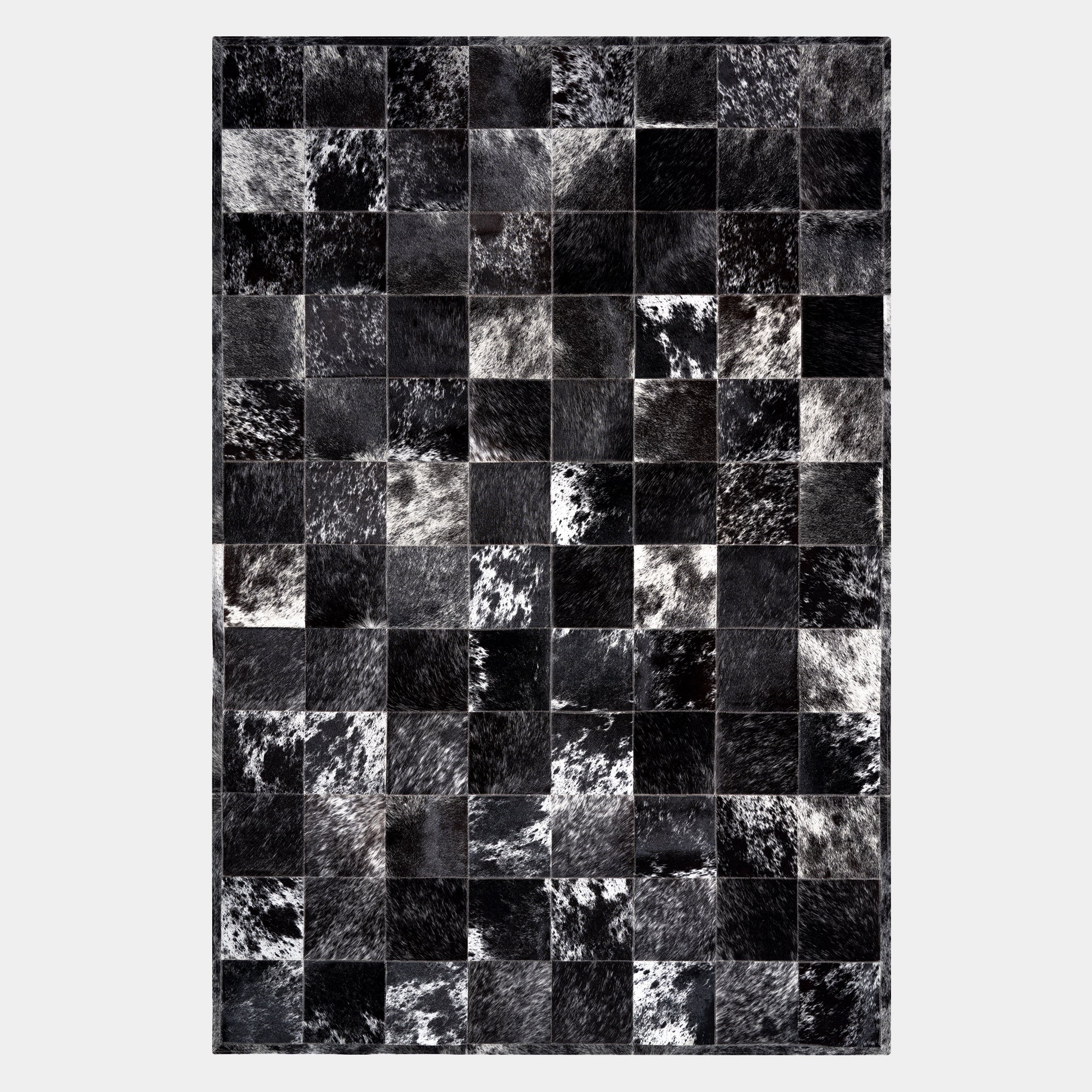 Black Salt and Pepper Patchwork Cowhide Rug - Image 3
