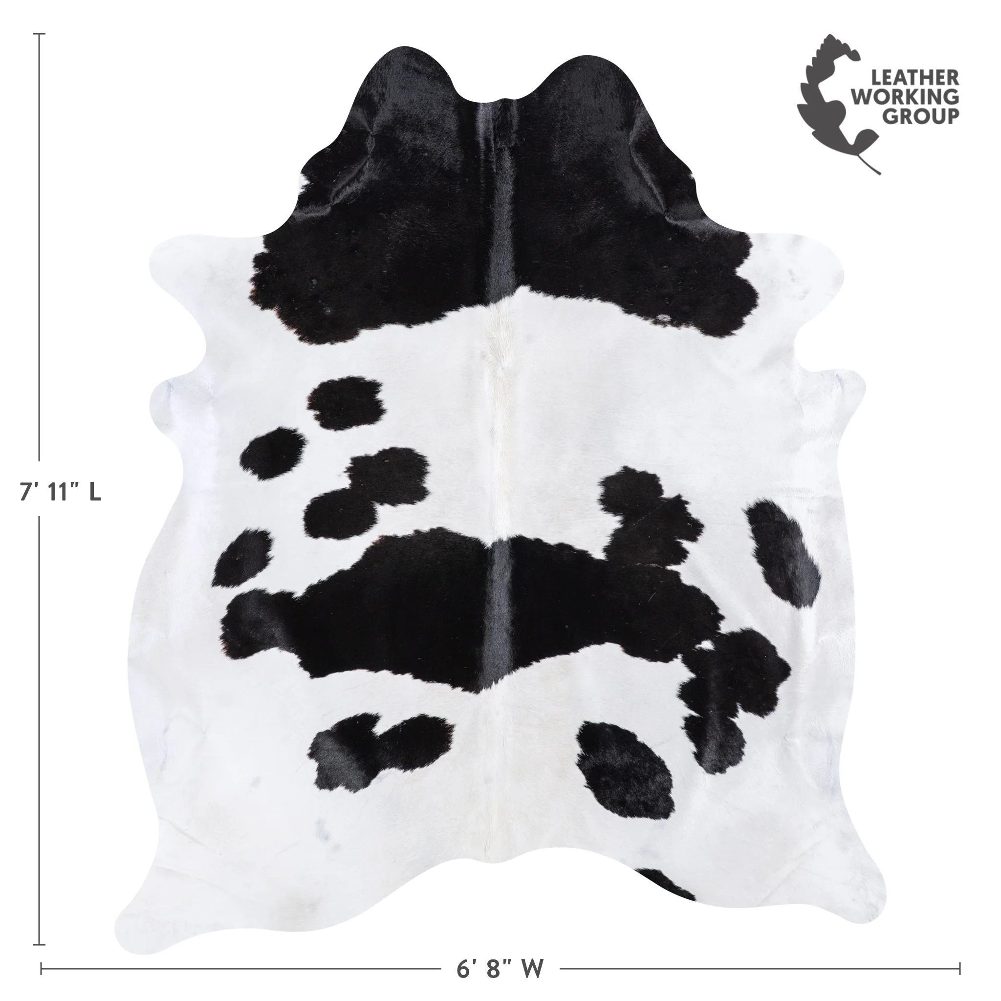 Brazilian Black and White Cowhide Rug Size 7'11" L x 6'8" W 4674 - Image 4