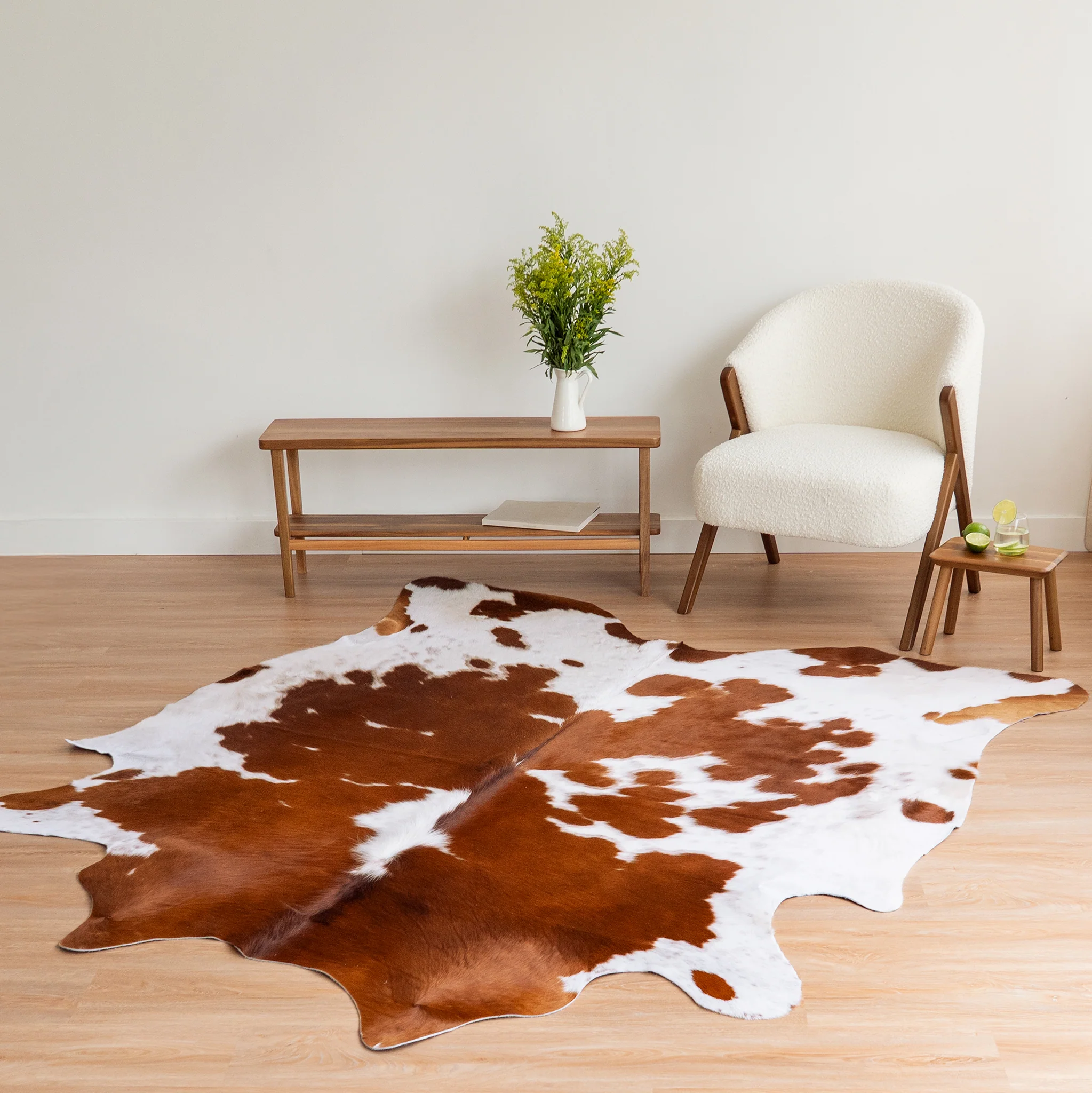 Brown and White Cowhide Rug - Image 10