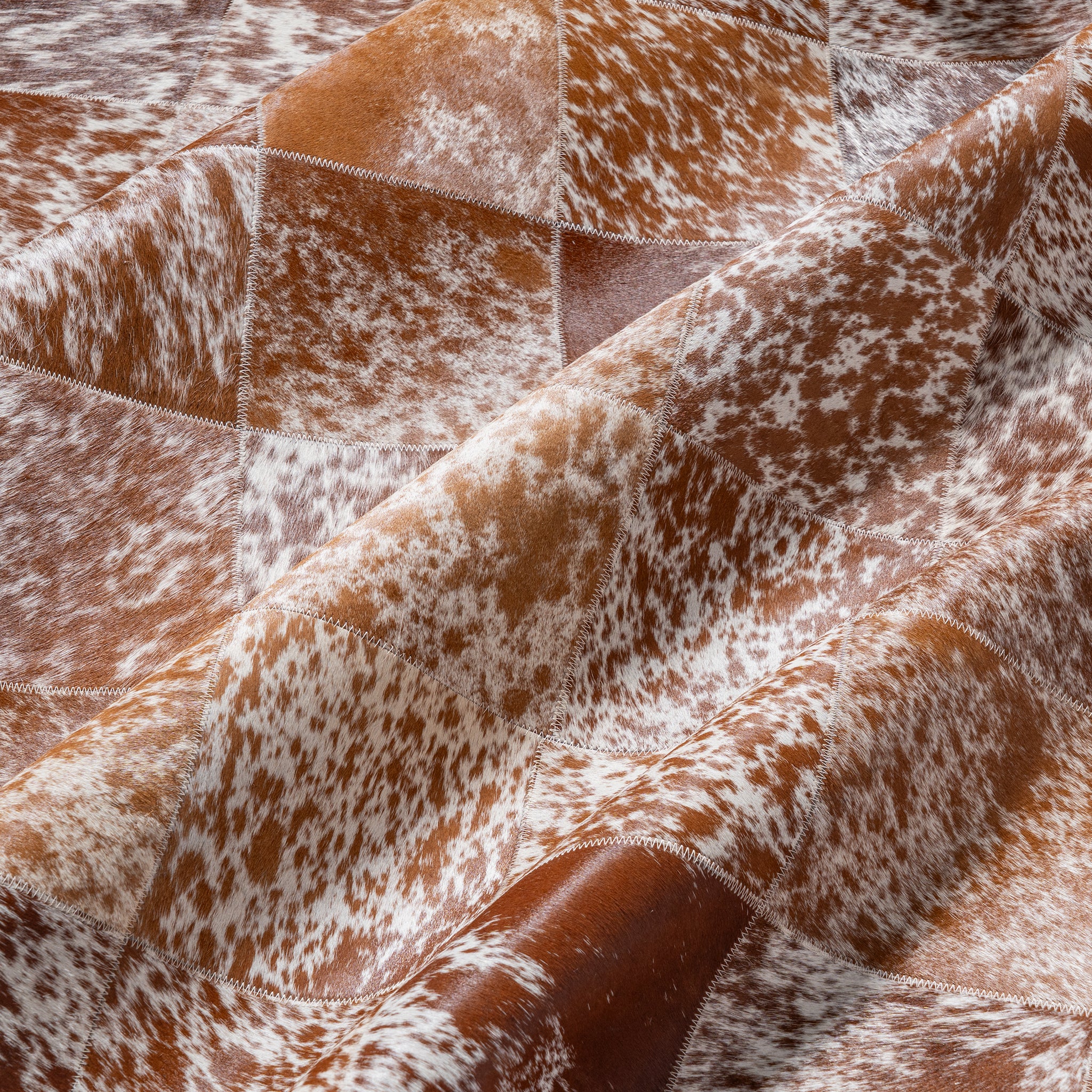 Brown and White Speckled Cowhide Patchwork Rug - Image 4