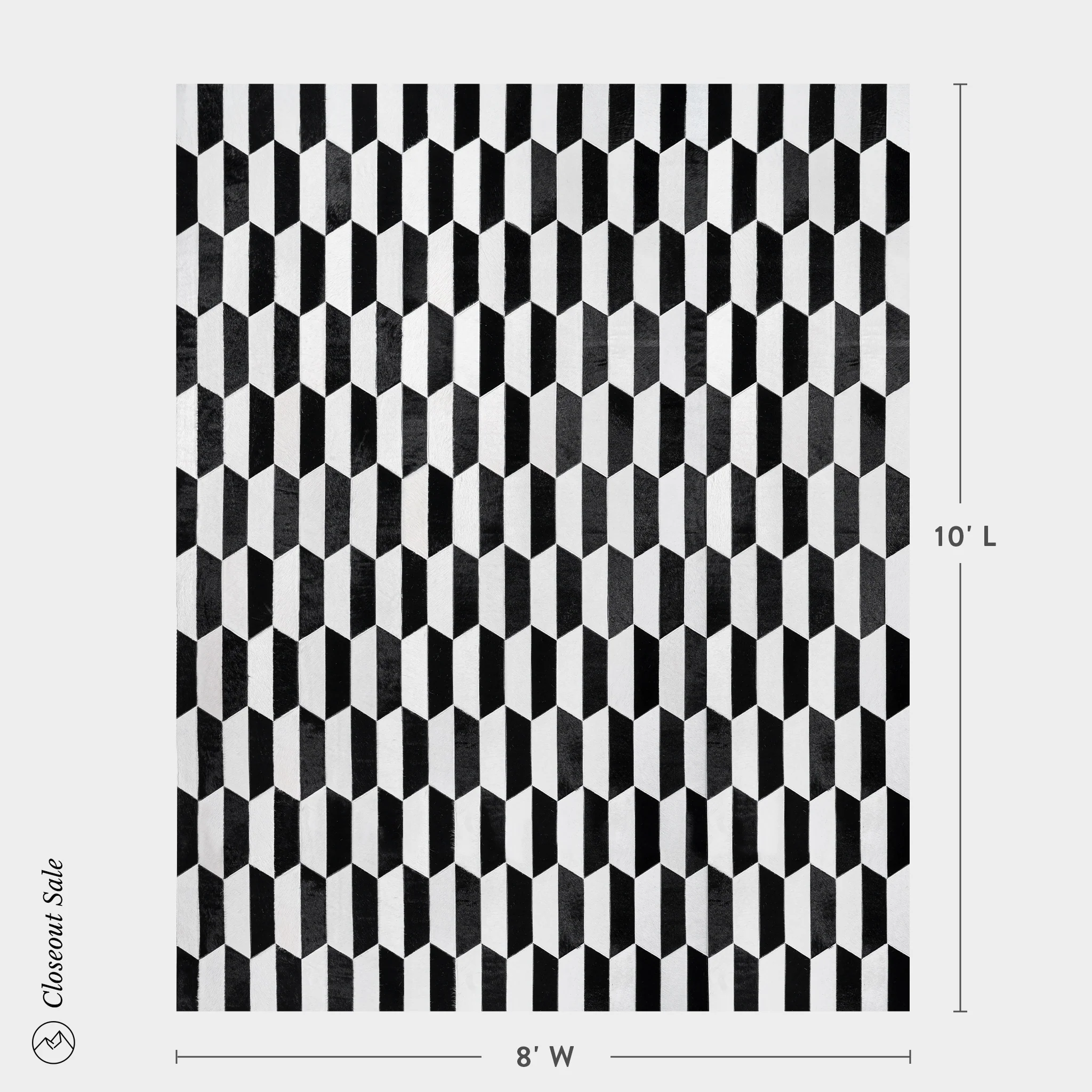 Figaro Black and White Patchwork Cowhide Rug Size 10 x 8 Feet on Sale - Image 3