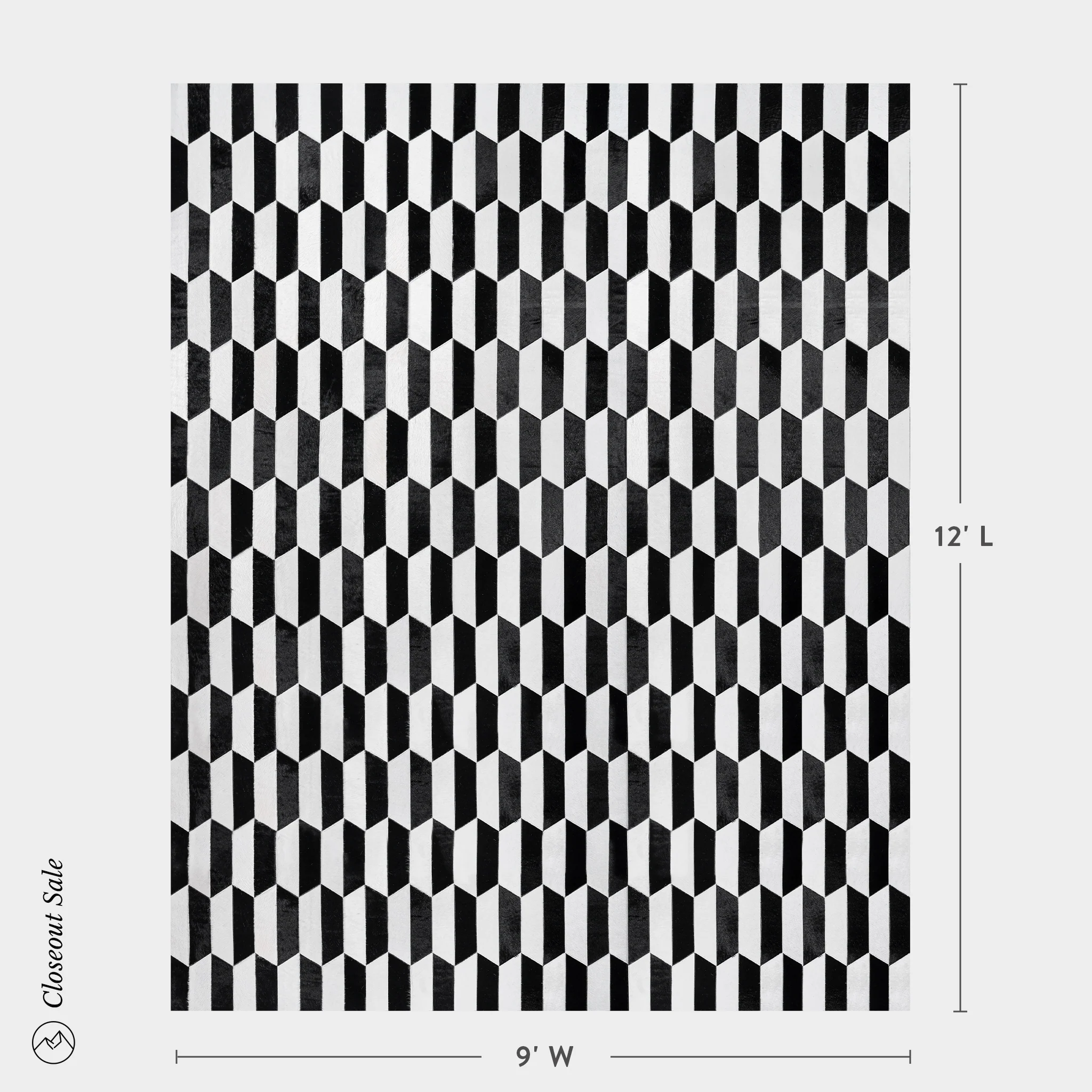 Figaro Black and White Patchwork Cowhide Rug Size 12 x 9 Feet on Sale - Image 3