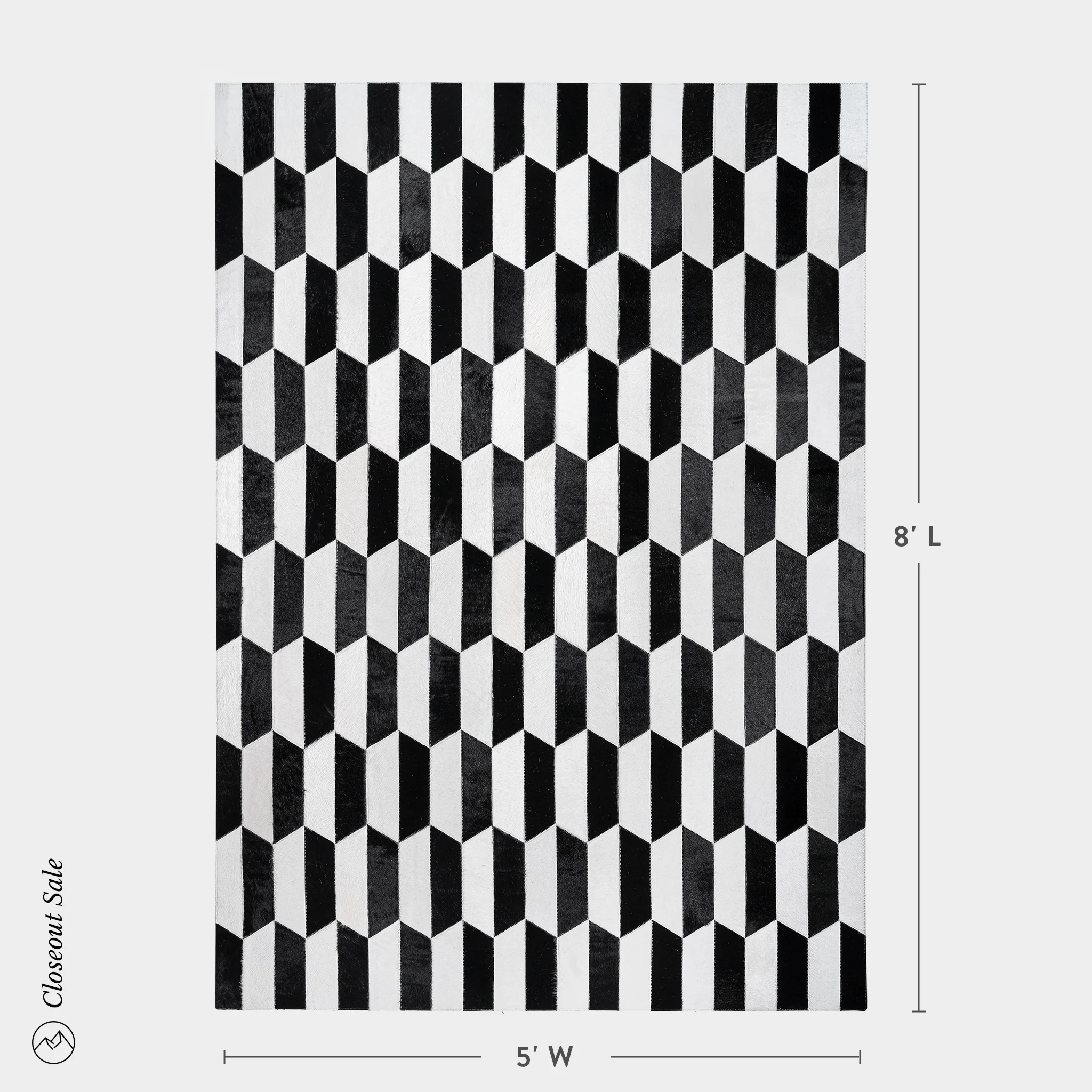 Figaro Black and White Patchwork Cowhide Rug Size 8 x 5 Feet on Sale - Image 3