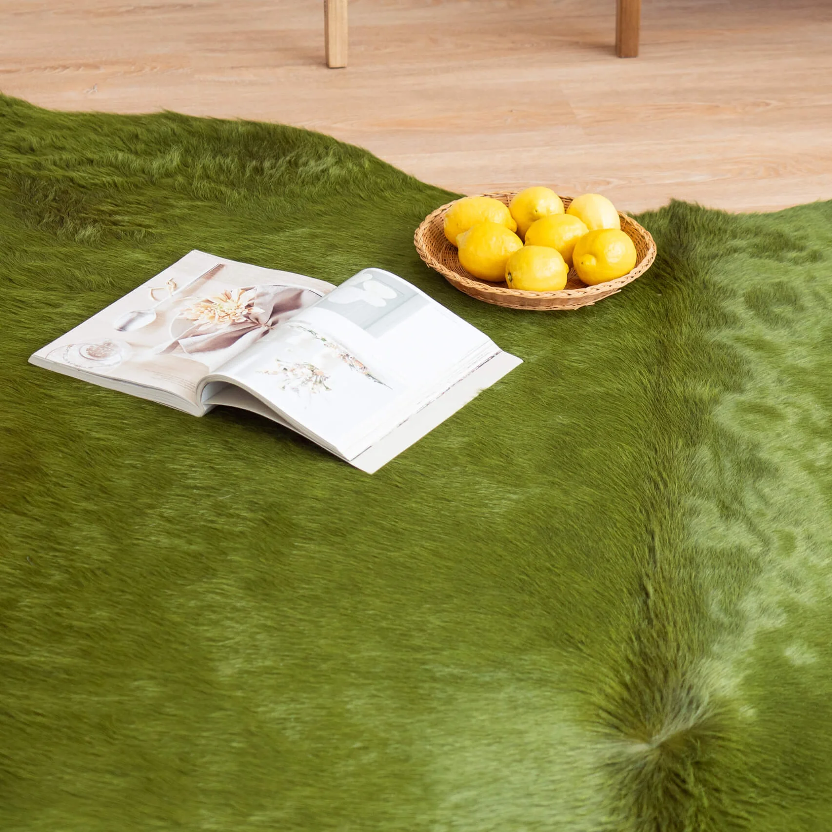 Green Dyed Cowhide Rug - Image 3