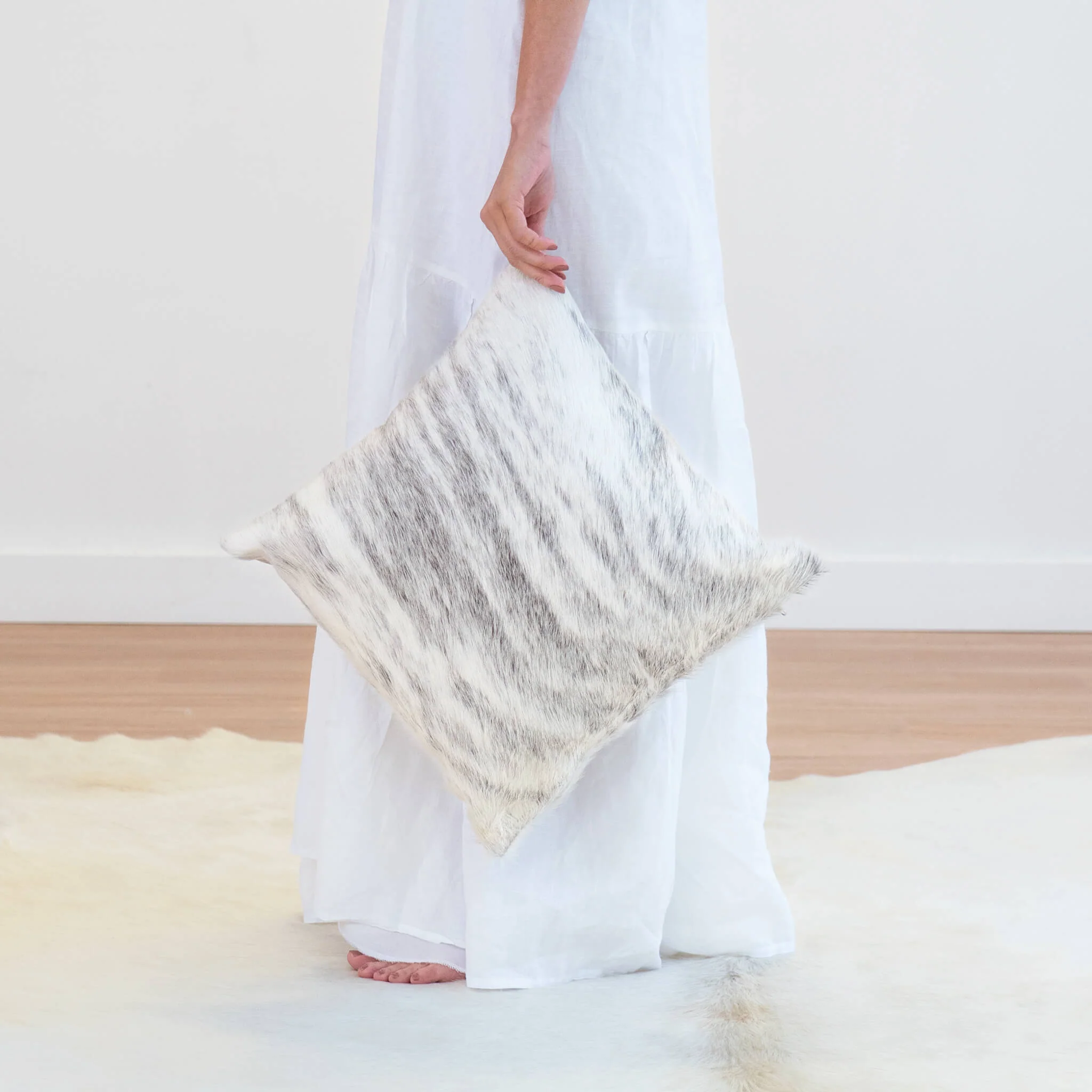 Light Brindle Cowhide Pillow - Image 4