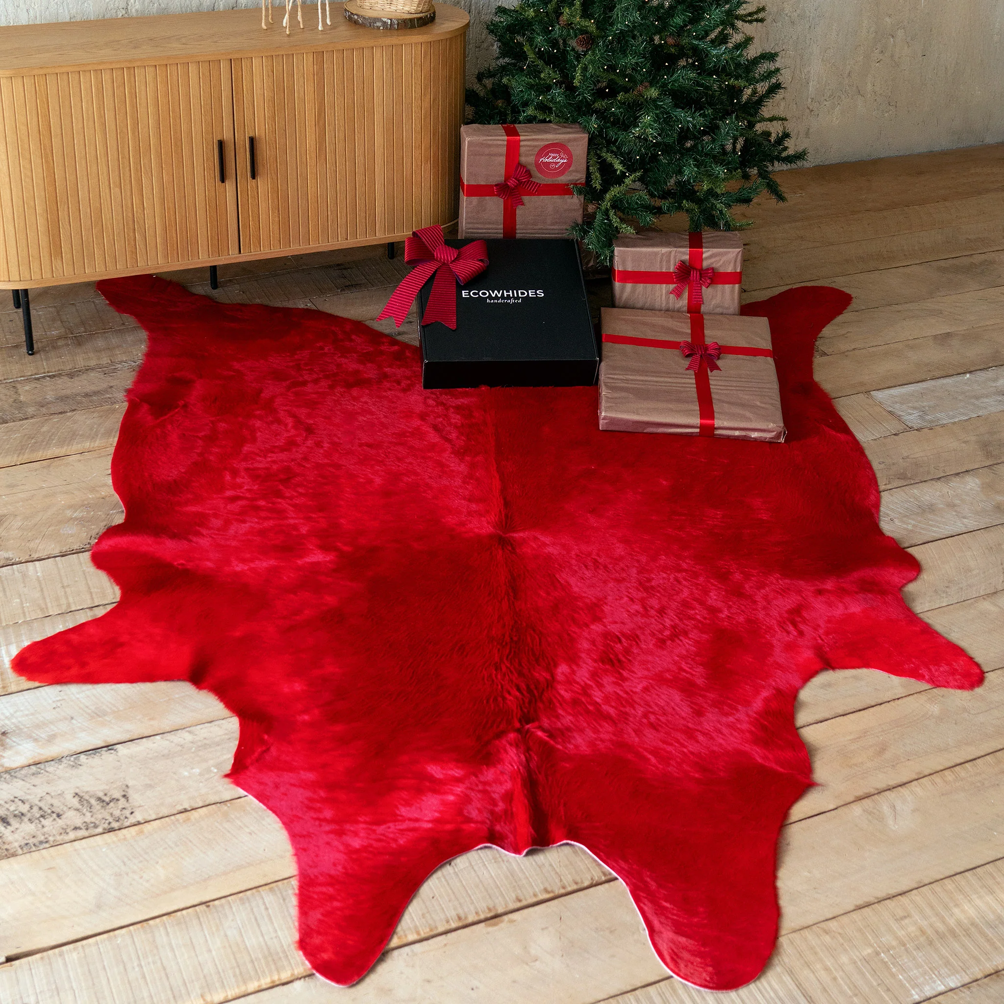 Red Dyed Cowhide Rug - Image 3