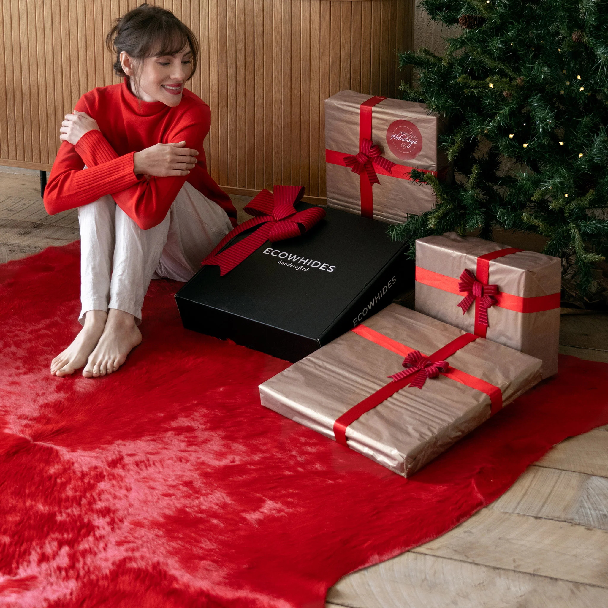 Red Dyed Cowhide Rug - Image 4