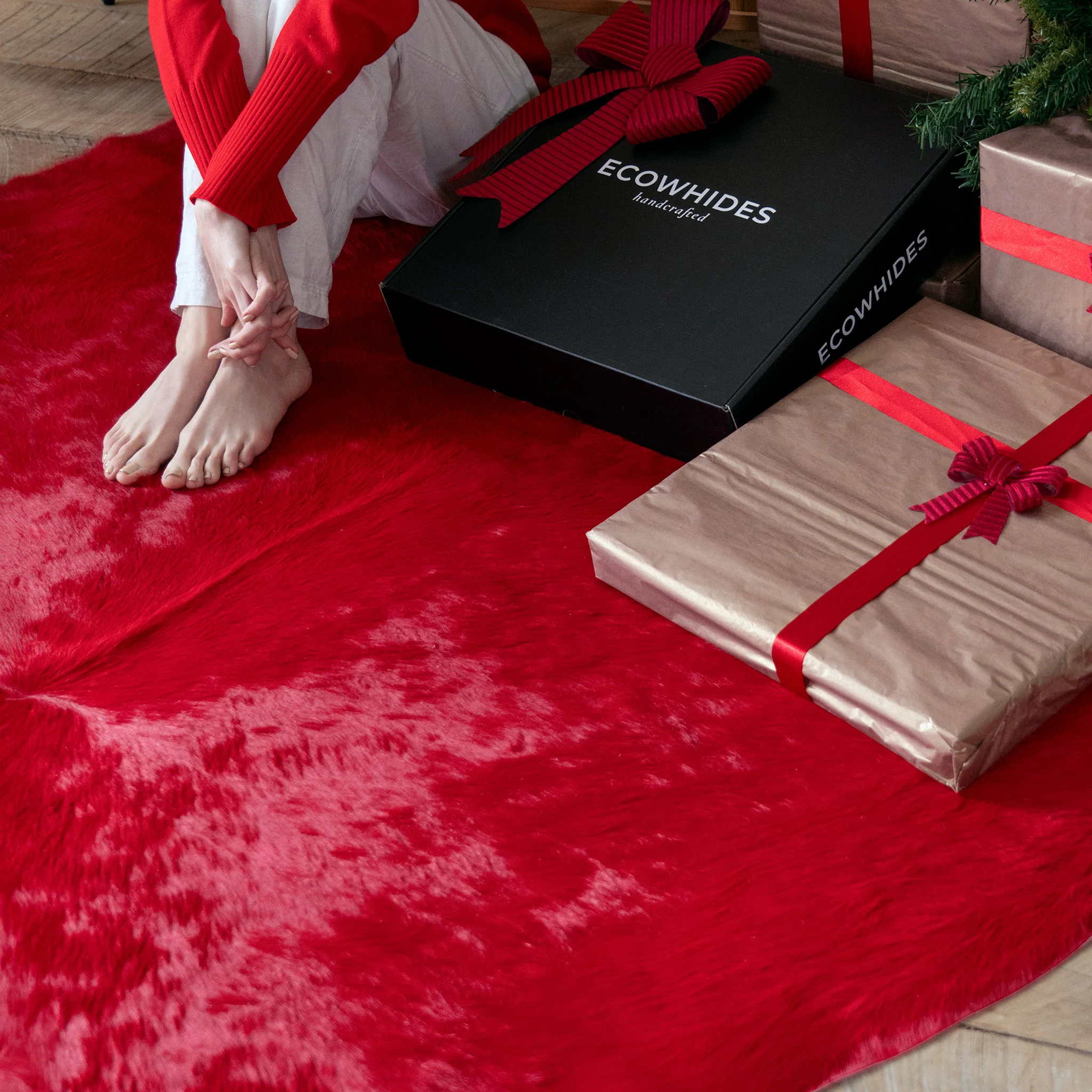 Red Dyed Cowhide Rug - Image 5