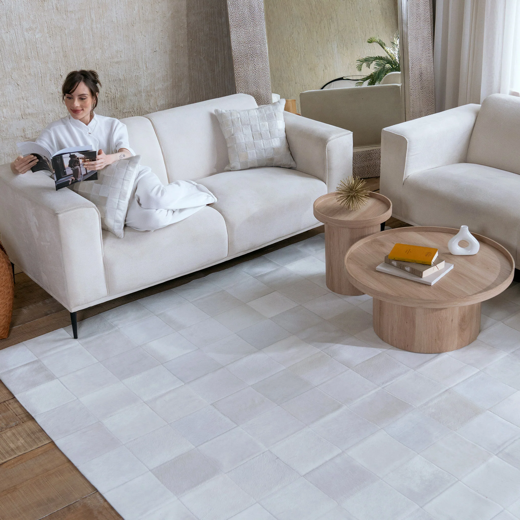 Rhodes White Cowhide Rug - Image 6