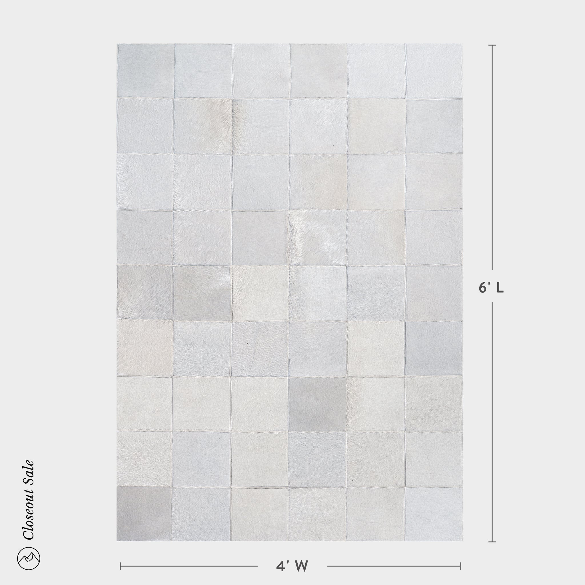 Rhodes White Cowhide Rug Size 6 x 4 Feet on Sale - Image 3