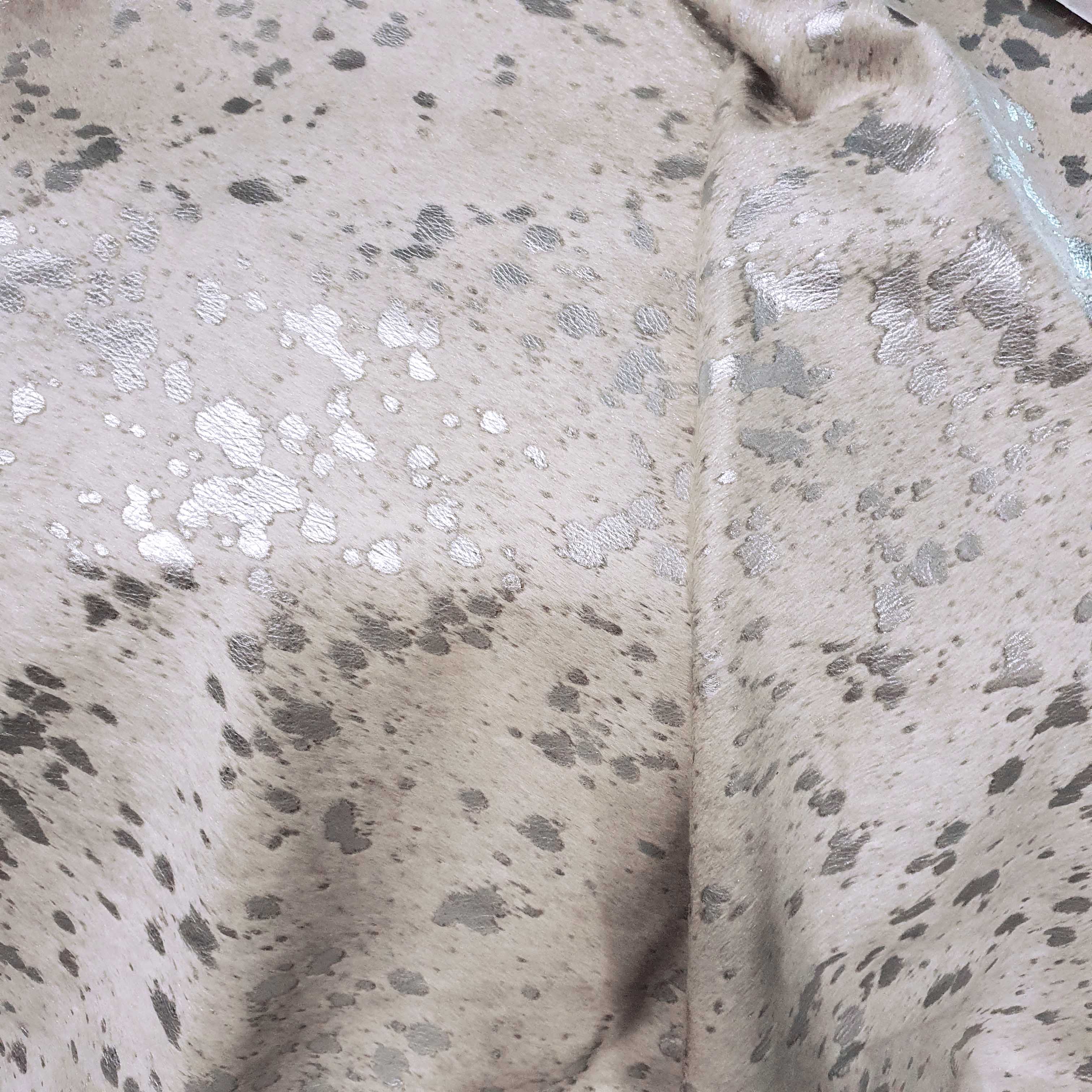 Silver Metallic On White Cowhide Rug - Image 5