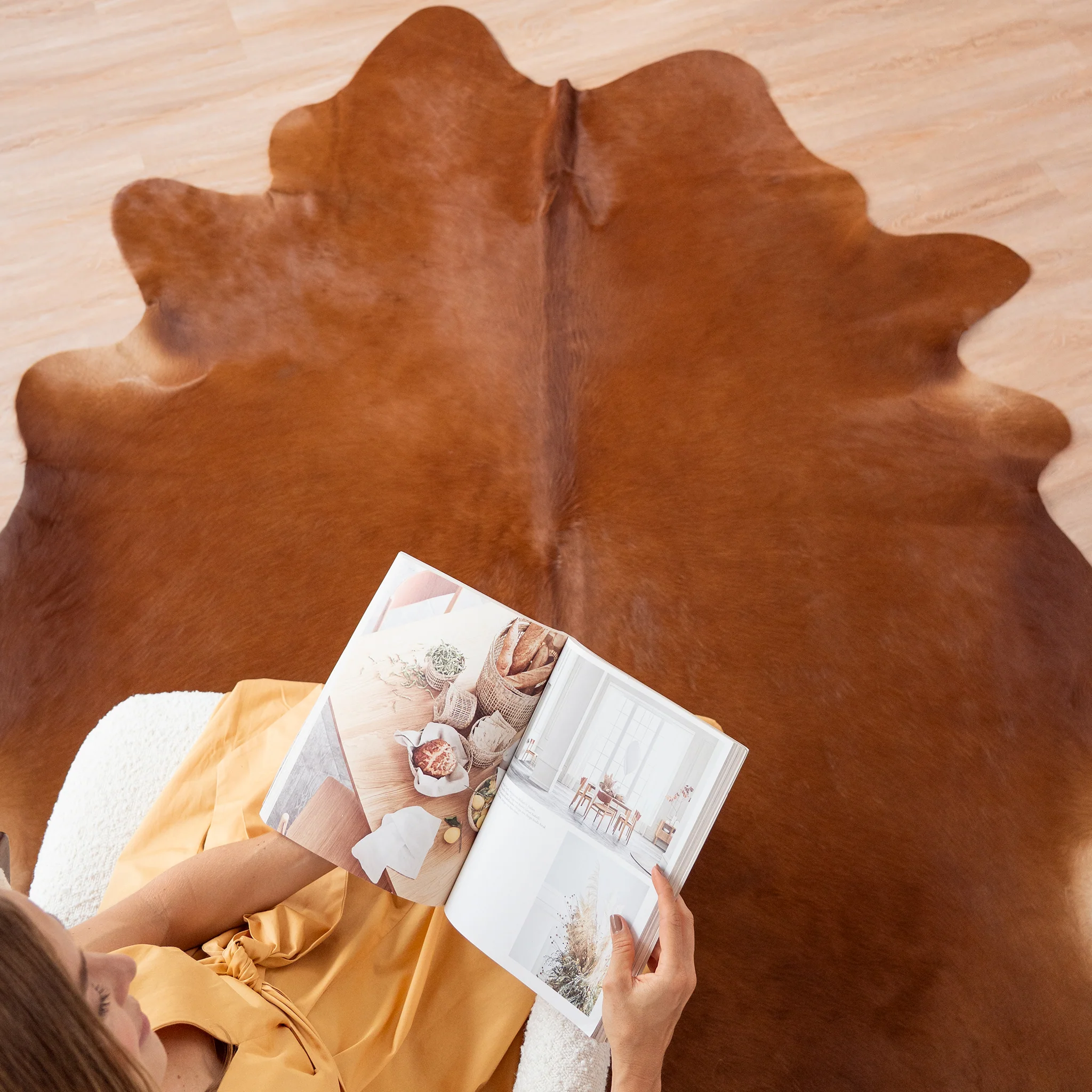 Solid Brown Cowhide Rug - Image 3