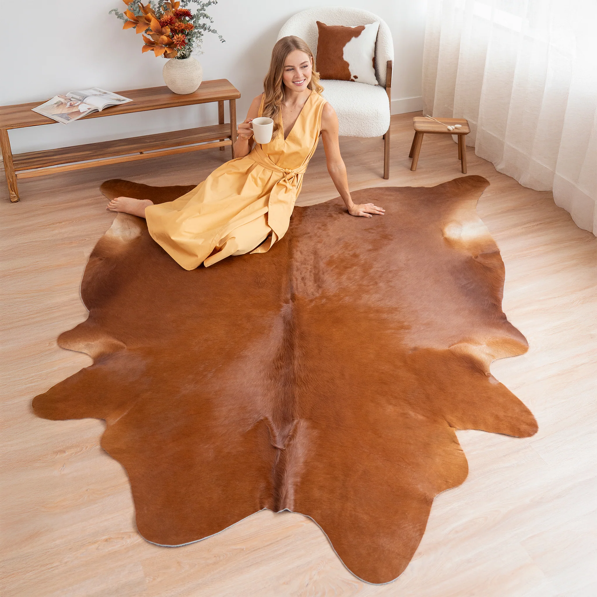 Solid Brown Cowhide Rug - Image 4