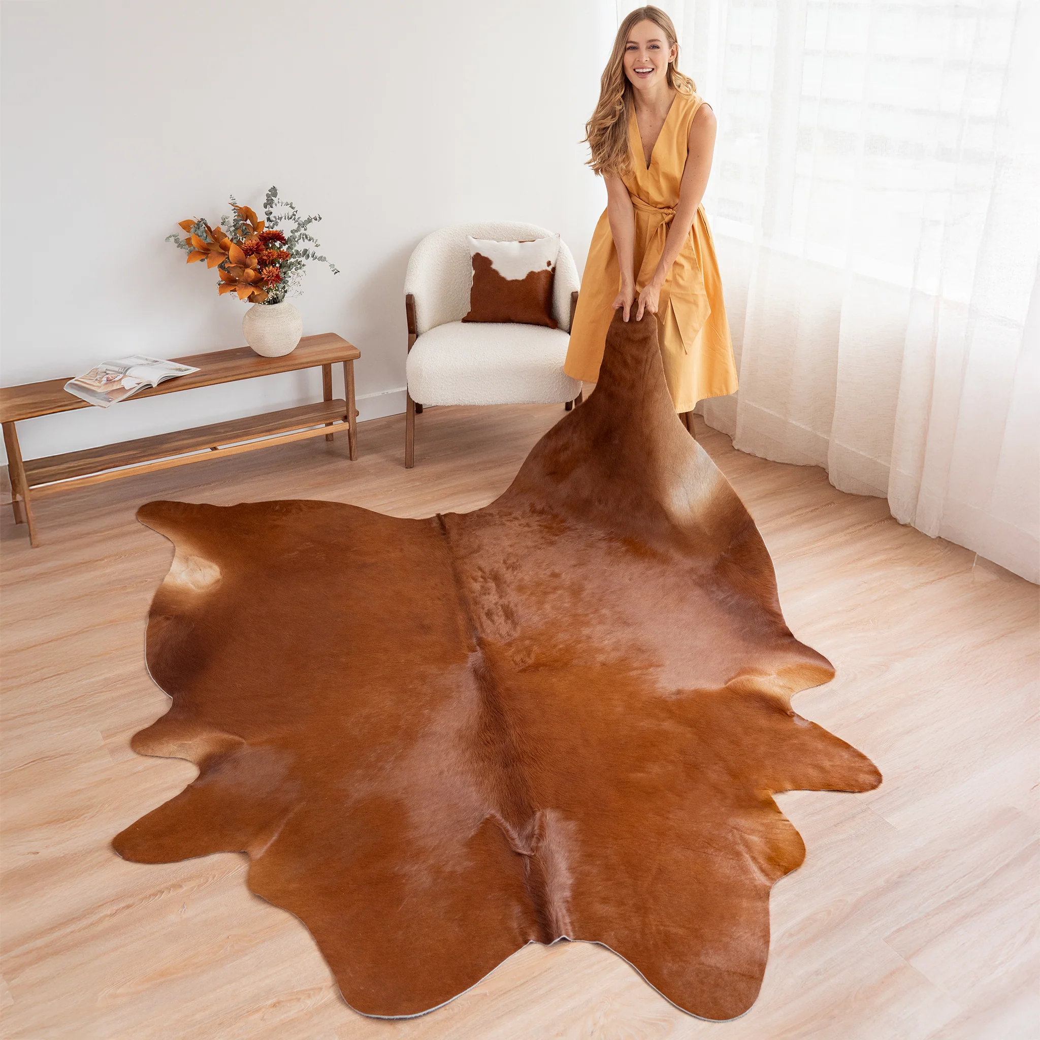 Solid Brown Cowhide Rug - Image 6