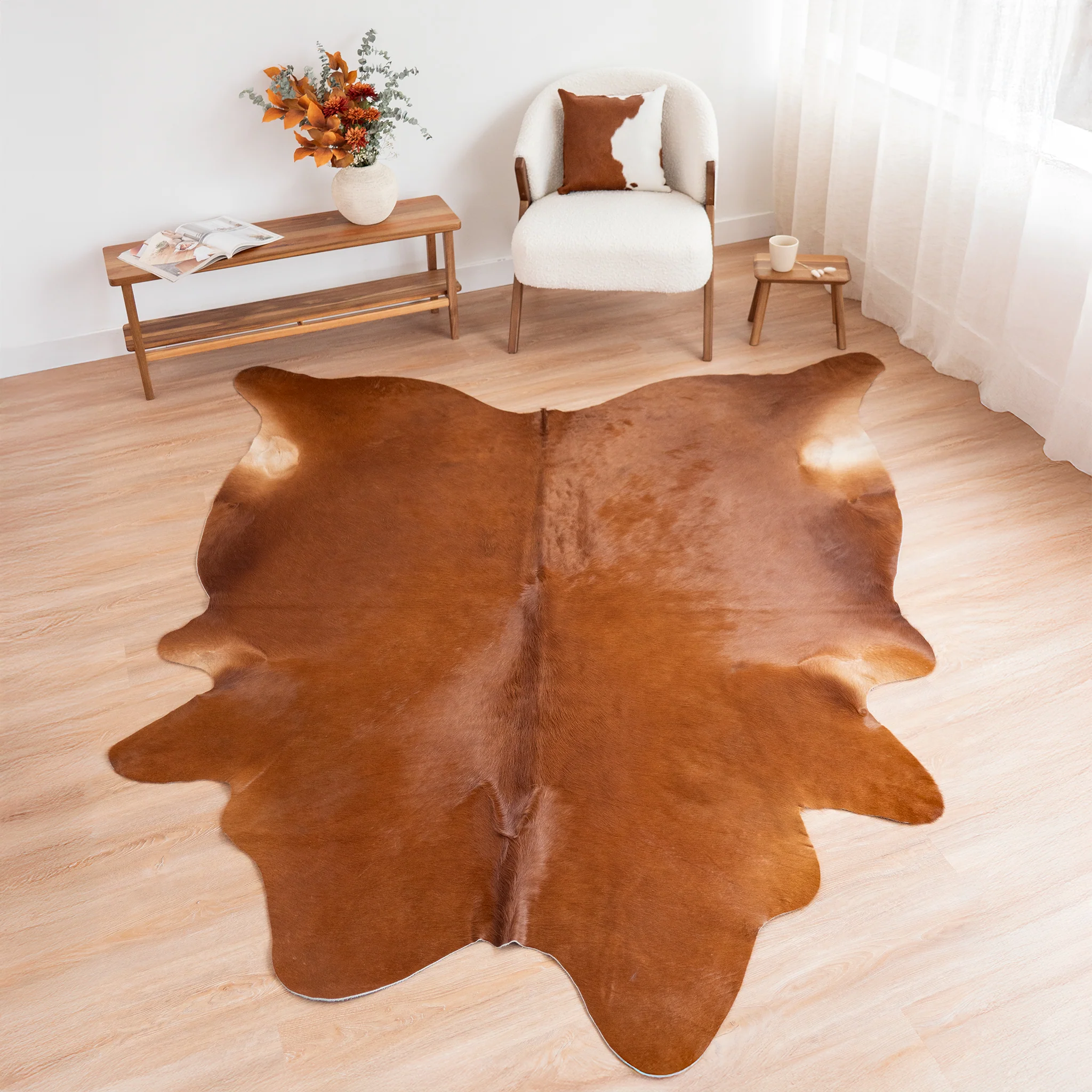Solid Brown Cowhide Rug - Image 7