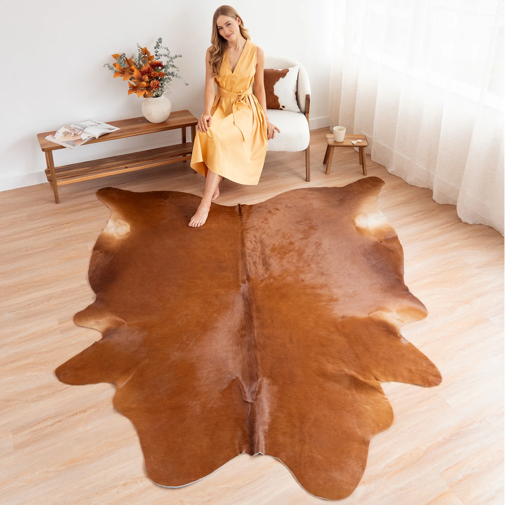 Solid Brown Cowhide Rug - Image 8