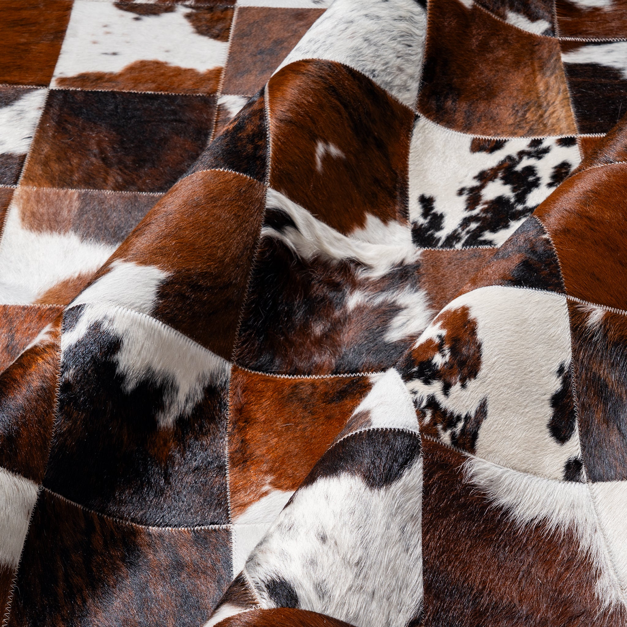 Tricolor Patchwork Cowhide Rug - Image 5
