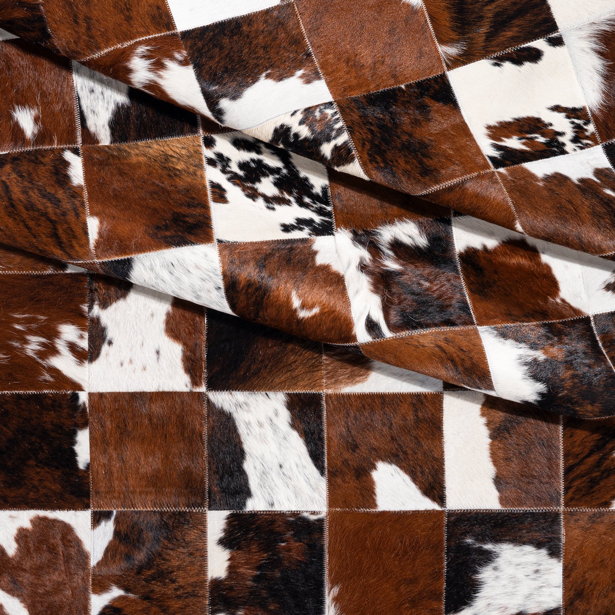 Tricolor Patchwork Cowhide Rug - Image 6