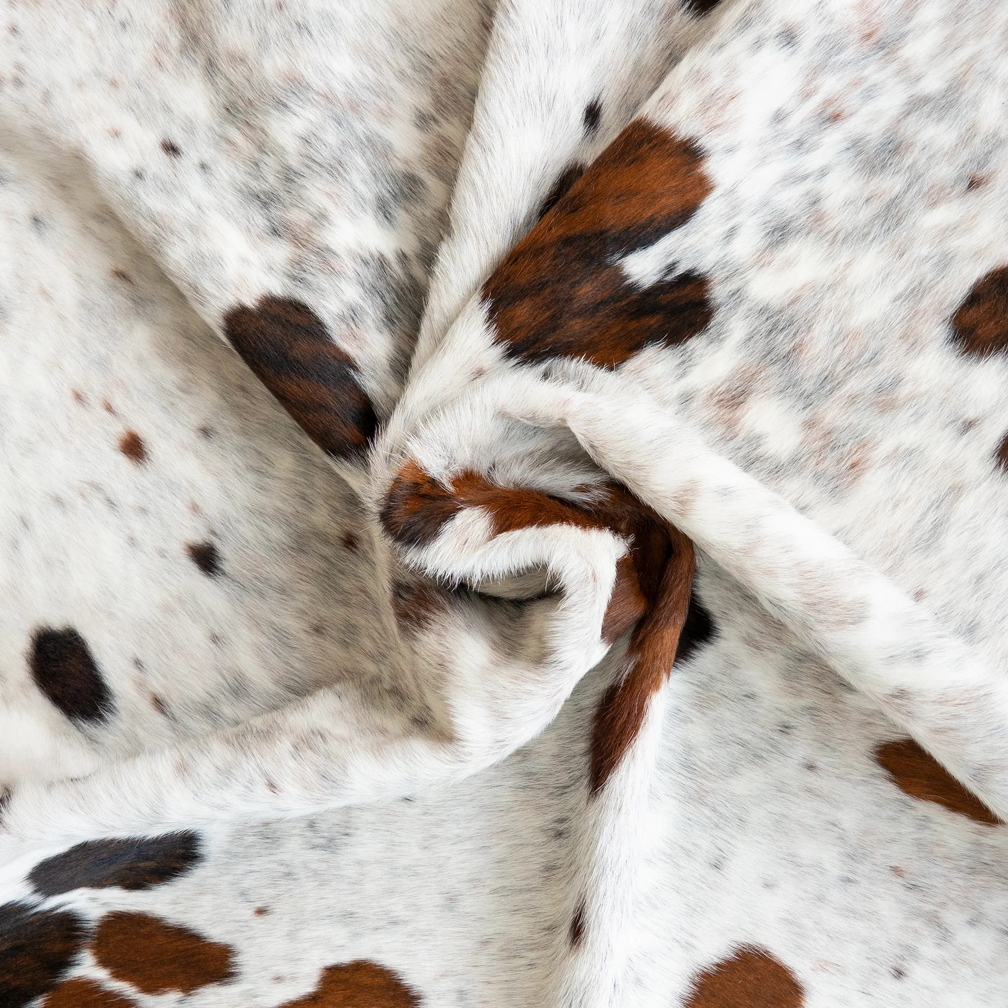 White Tricolor Cowhide Rug - Image 9