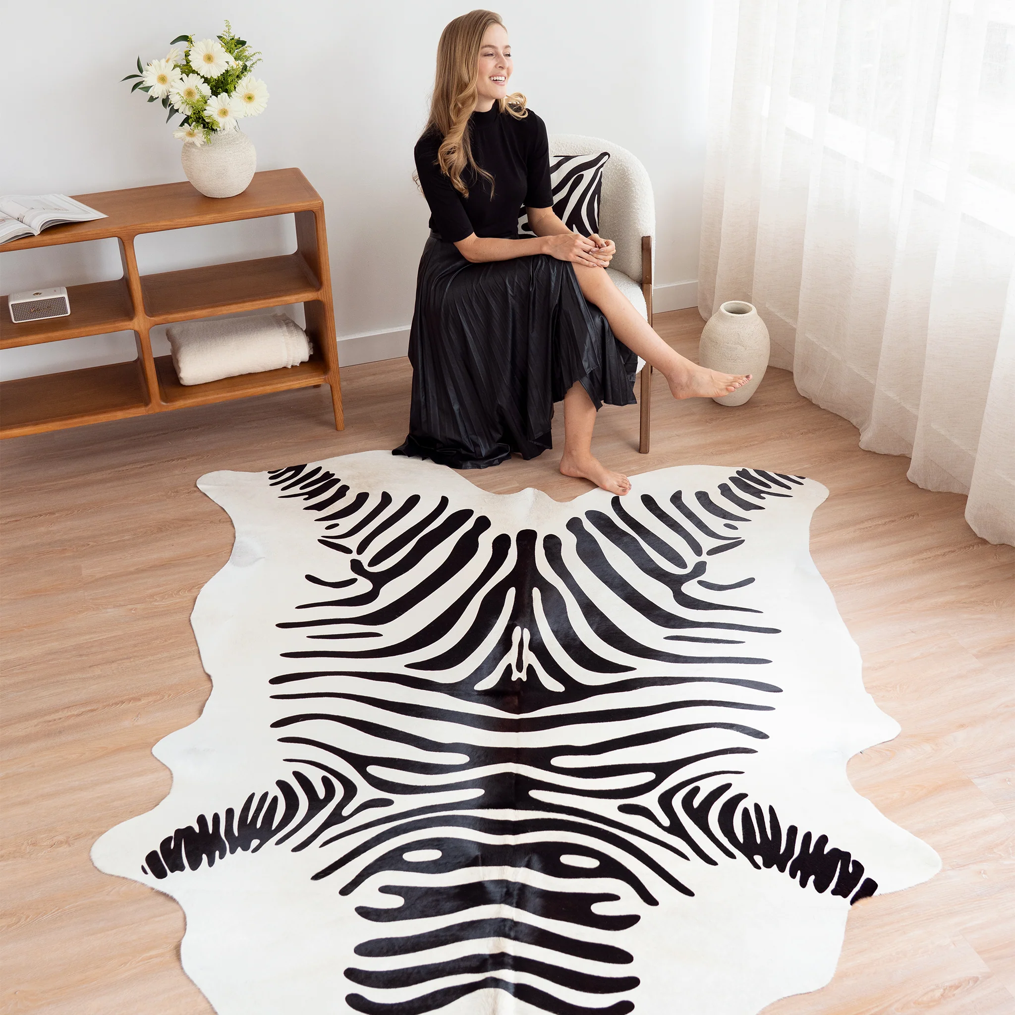 Zebra Cowhide Rug - Image 4
