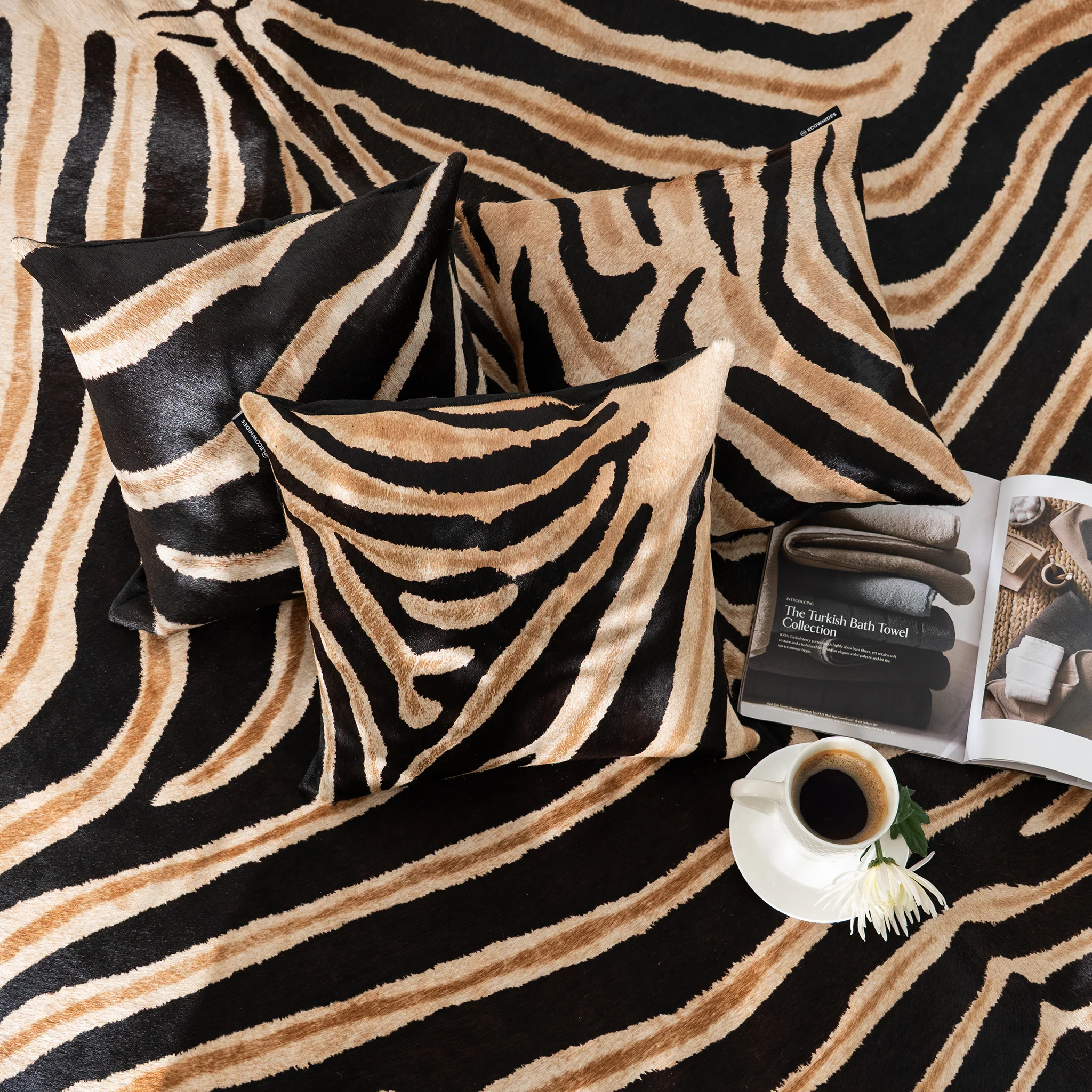 Zebra Safari Cowhide Pillow - Image 3