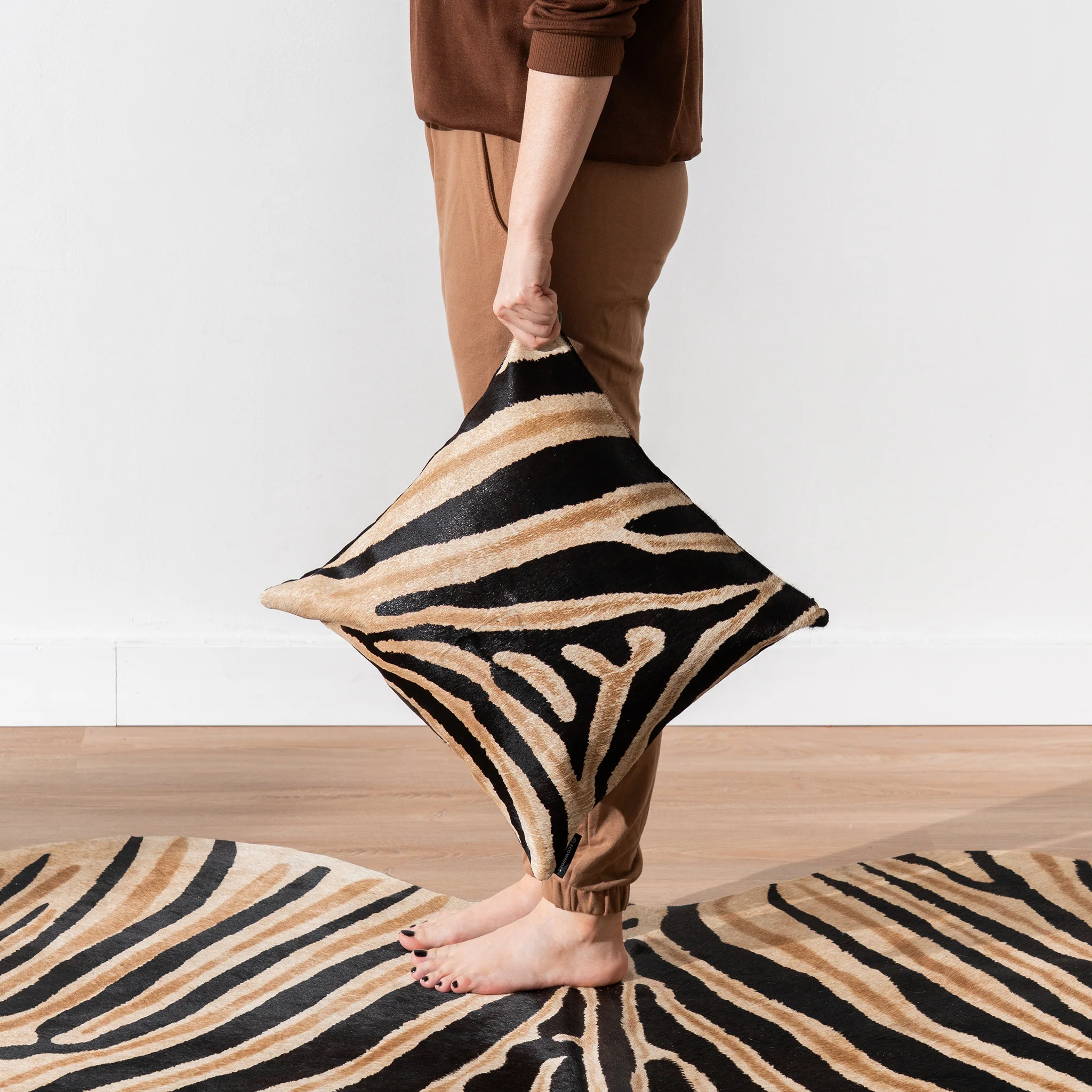 Zebra Safari Cowhide Pillow - Image 6