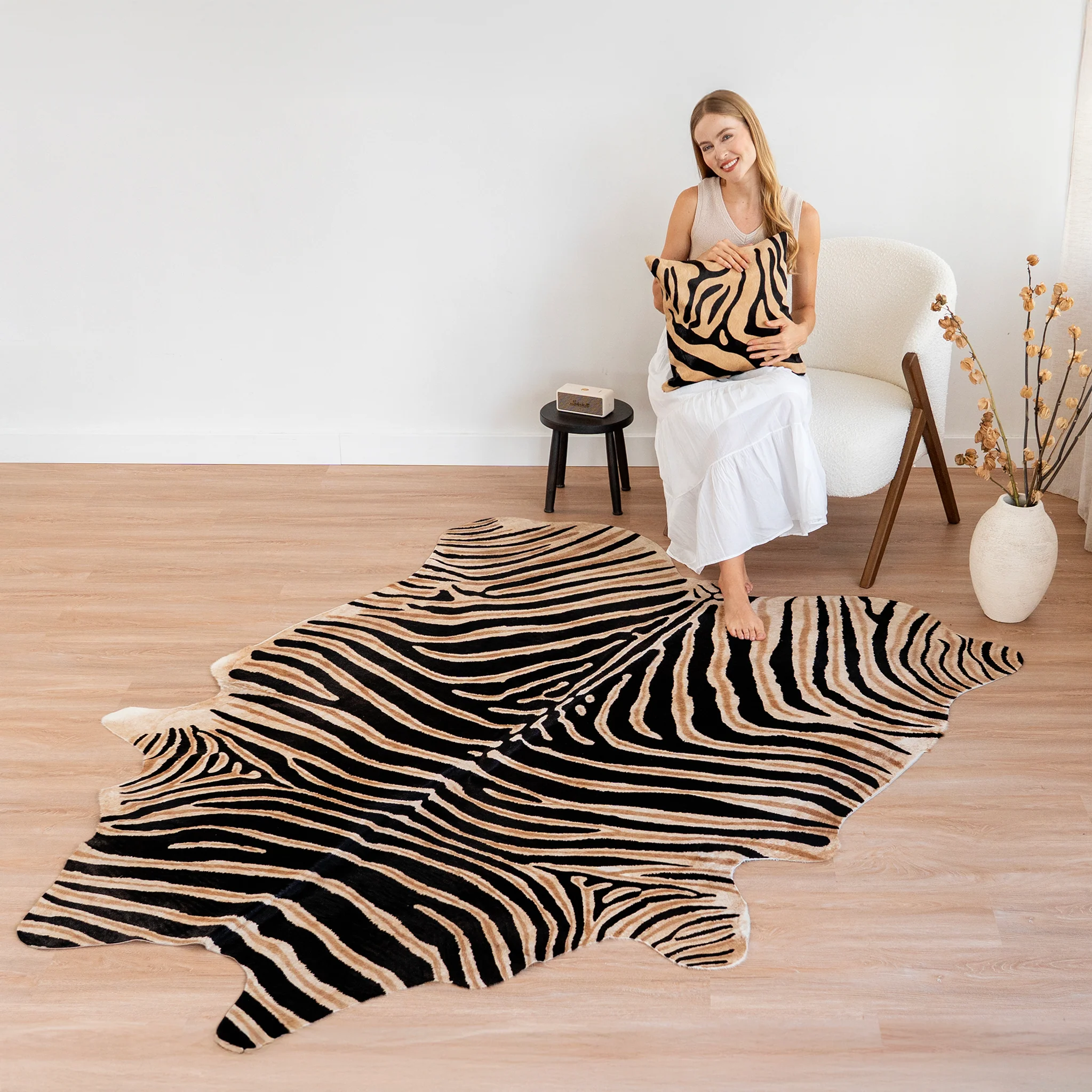 Zebra Safari Cowhide Rug - Image 5