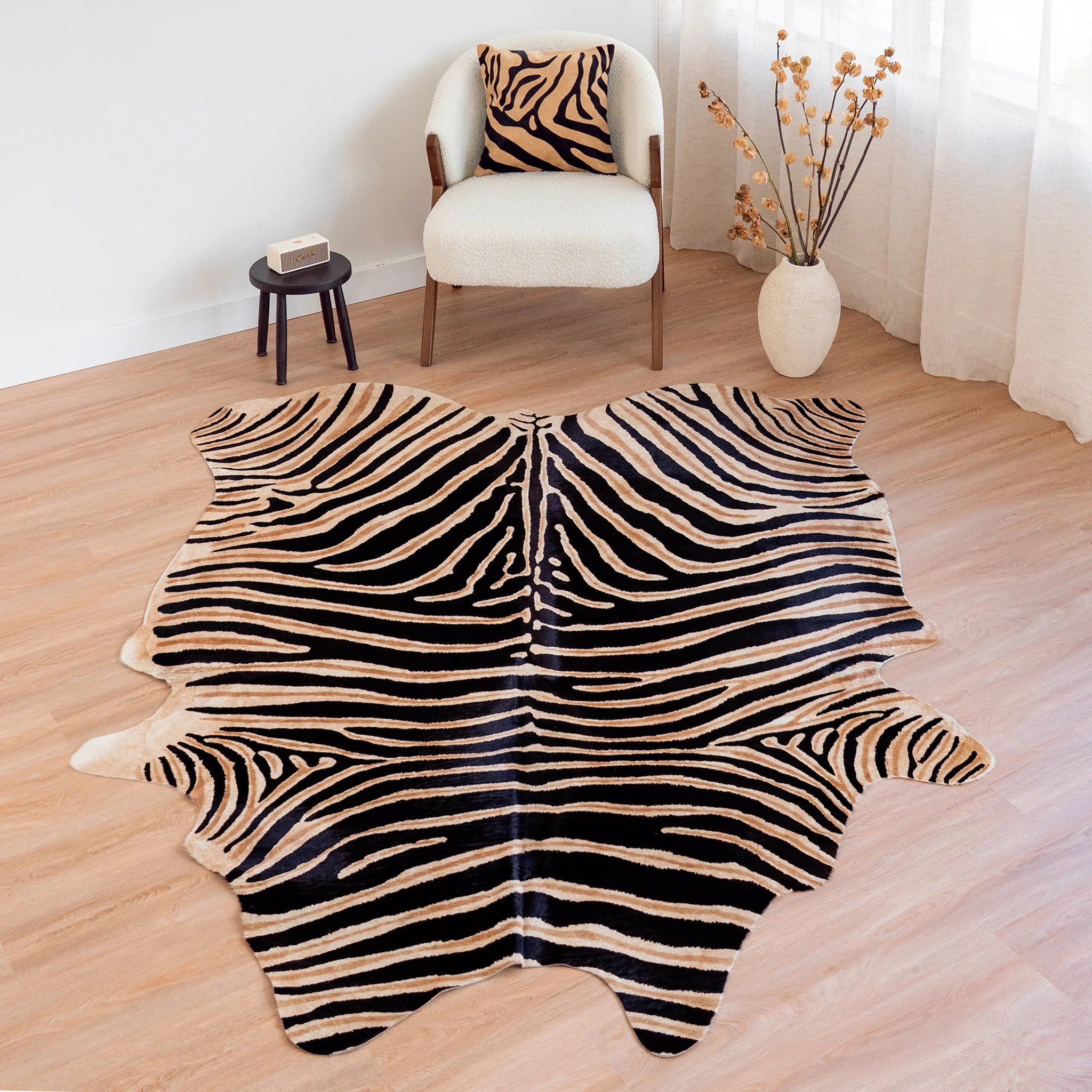 Zebra Safari Cowhide Rug - Image 9
